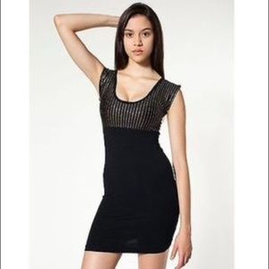 AMERICAN APPAREL Black Bodycon Gold Glitter Dress